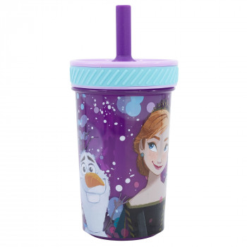 Stor čaša sa silikonskom slamčicom 370 ml Frozen 