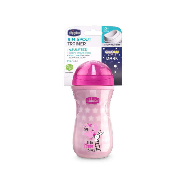 Chicco Shiny čaša 14m+, svetli u mraku, roze 