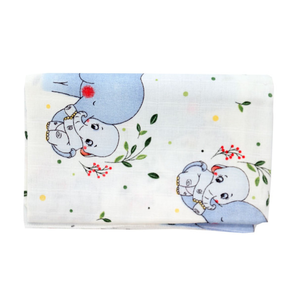 Lillo&Pippo muslin pelena 75x75cm, Slon plavi 