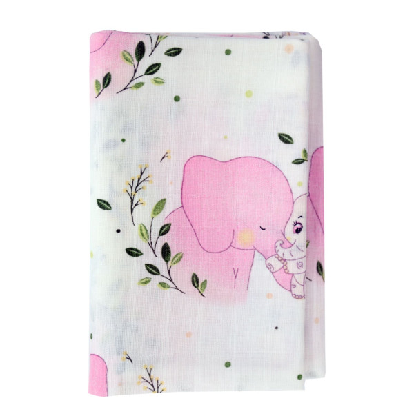 Lillo&Pippo muslin pelena 75x75cm, Slon roze 