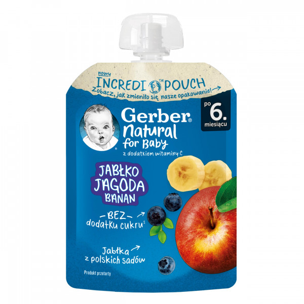 Gerber pouch jabuka, borovnica, banana 80g 