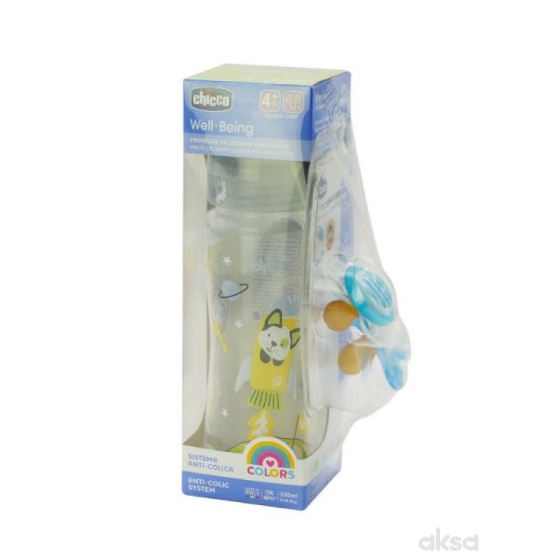 Chicco set WB flašica 330ml+PhAir laža,plava 