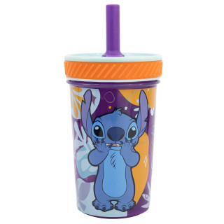 Stor čaša sa silikonskom slamčicom 370 ml Stitch 