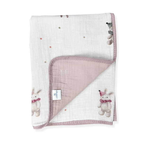 Lillo&Pippo prekrivač od muslina Plišanci, roze 